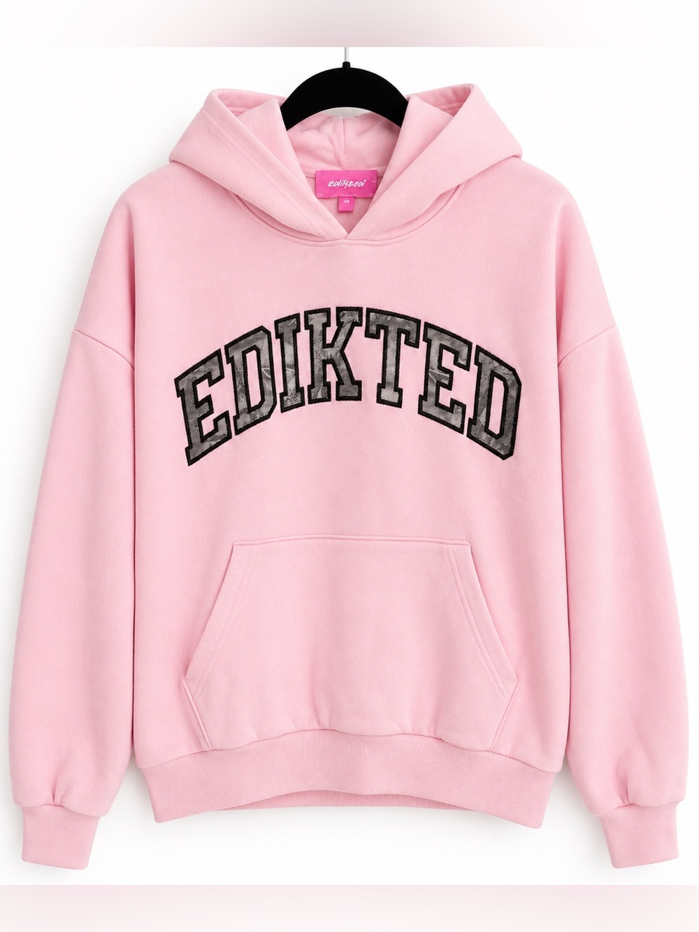 Edikted Pink Collegiate Logo Oversized Hoodie XS BNWOT